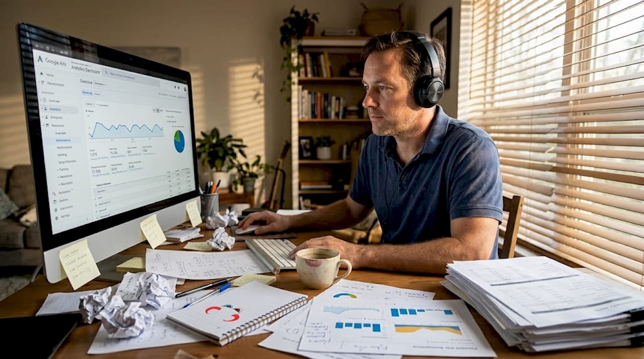 PPC analyst checking paid search analytics