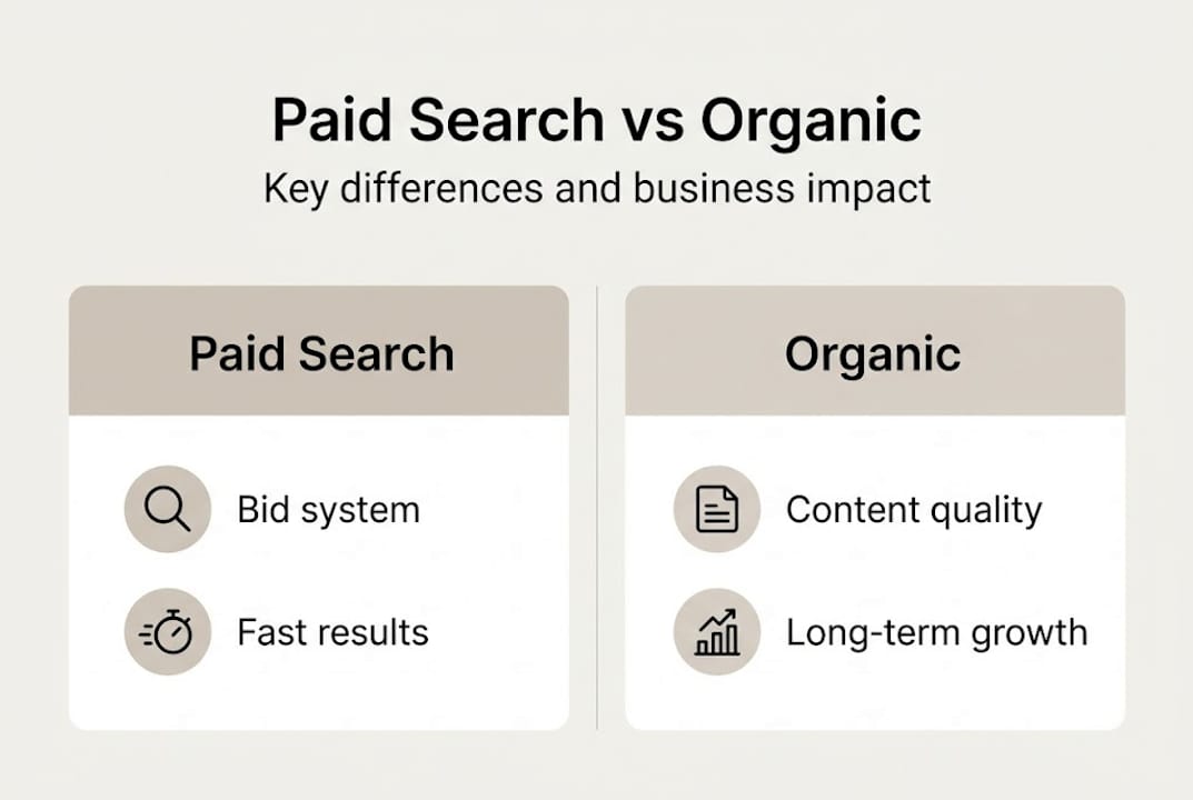 Infographic comparing paid vs organic search