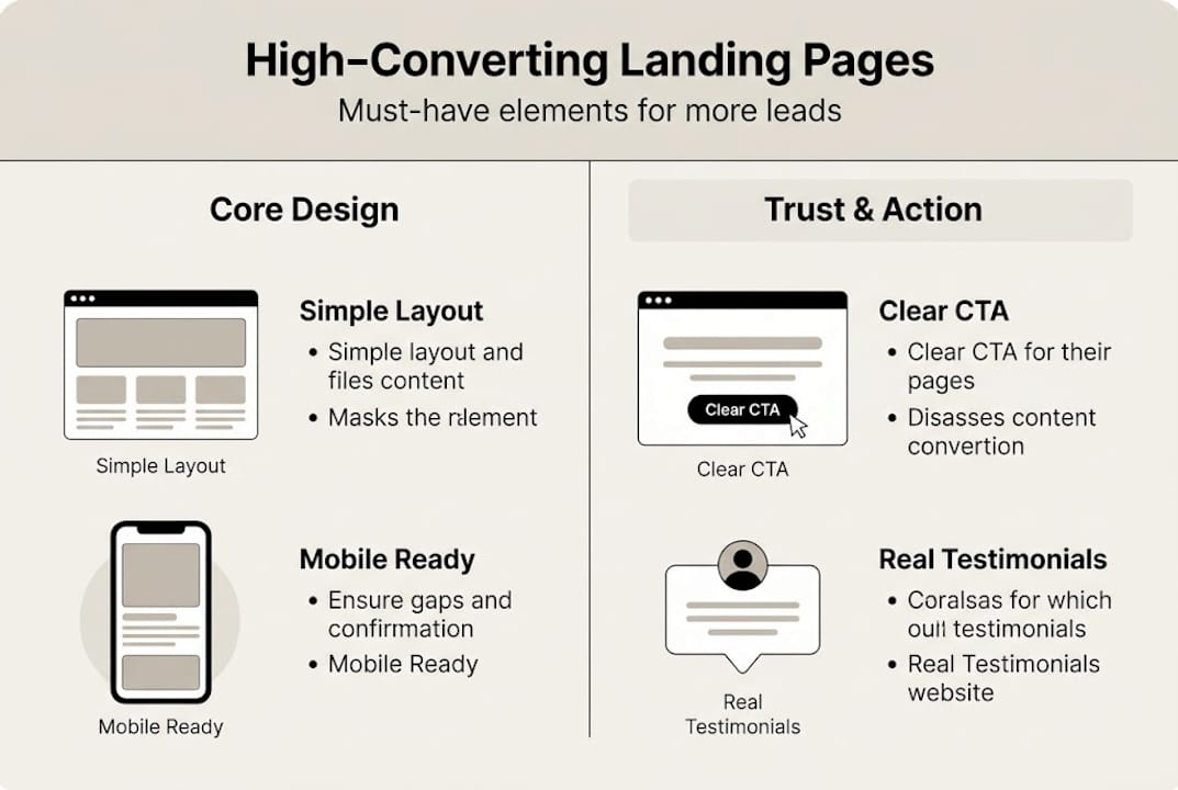 Infographic showing landing page conversion elements