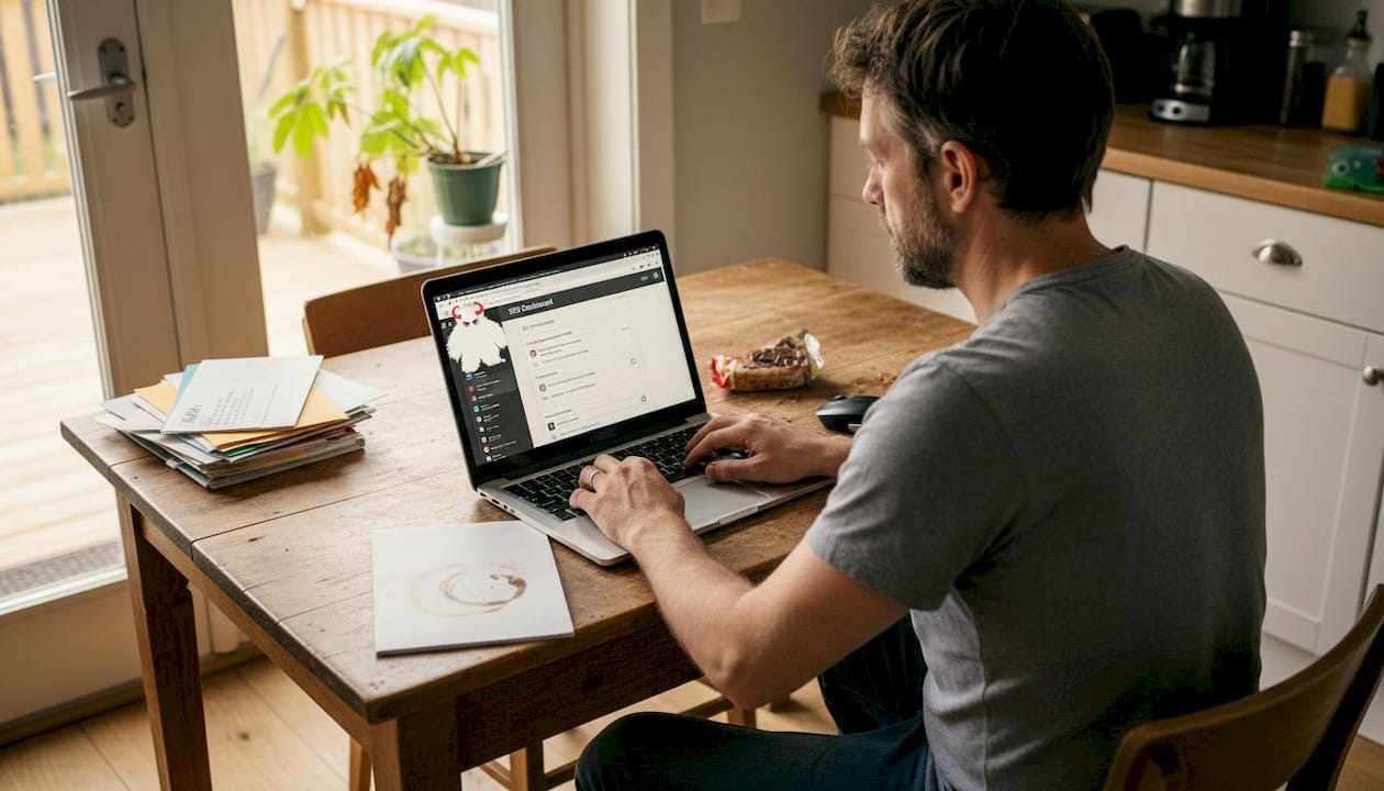 Home office SEO optimization in progress