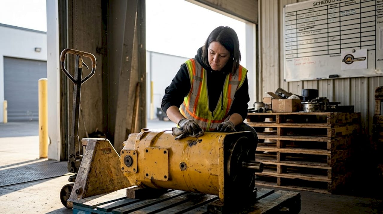 Technician preparing equipment for auction recovery