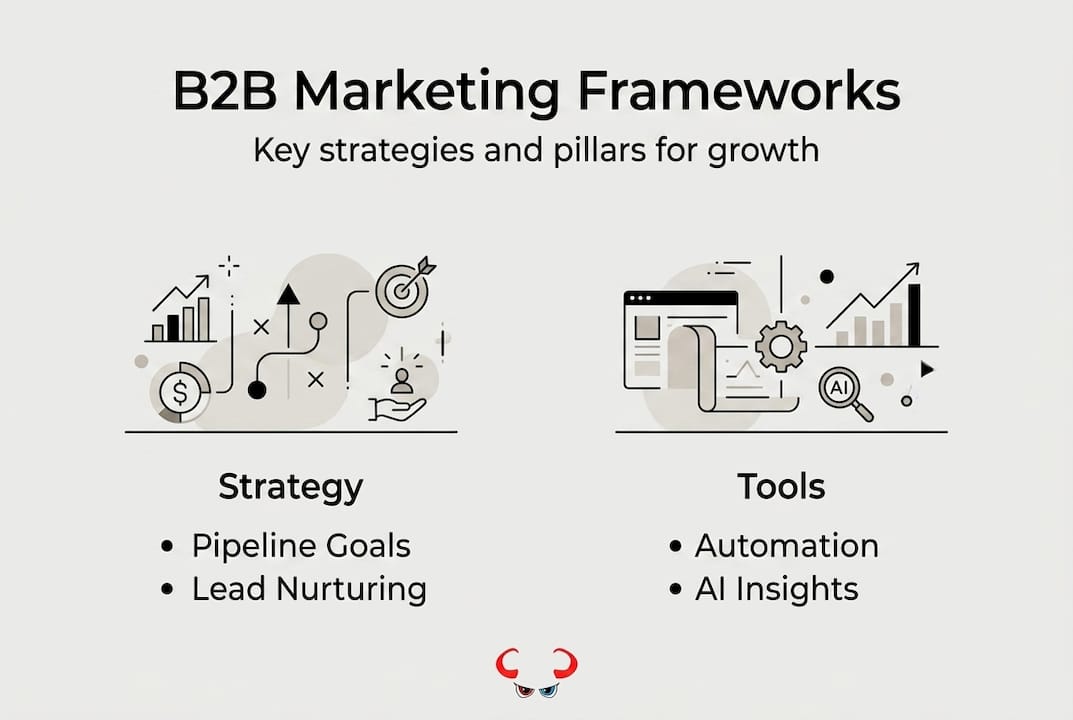 Infographic showing B2B marketing strategies and tools