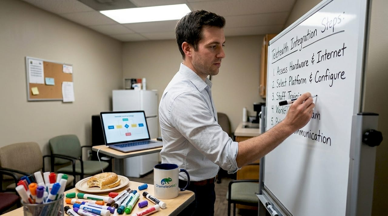 Clinic manager plans telehealth workflow process