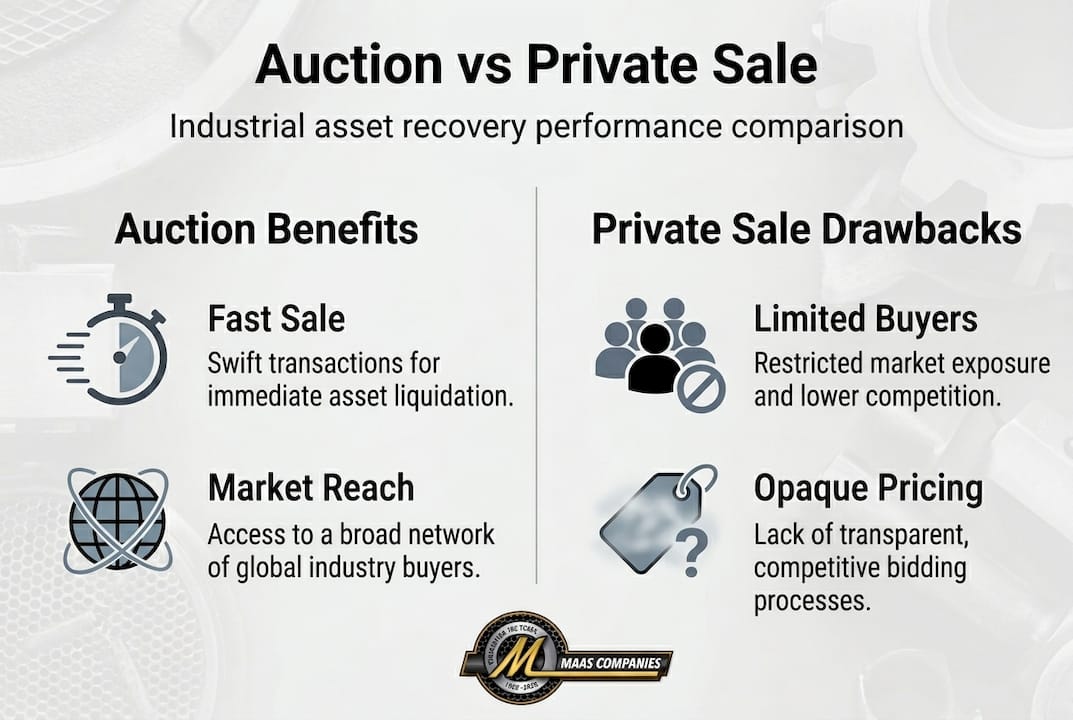 Infographic comparing auction and private sale