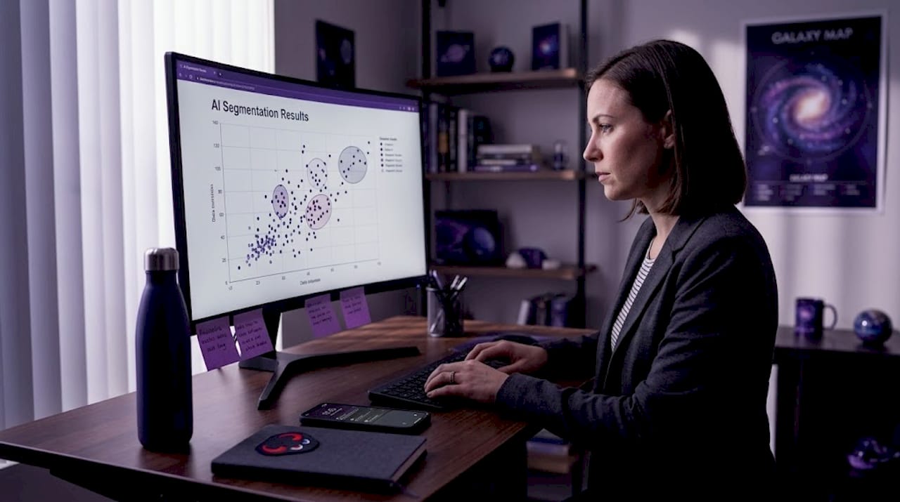 Marketer reviewing AI-powered segmentation results