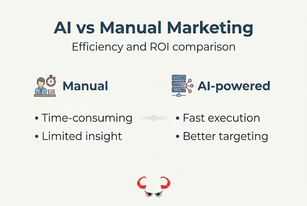Infographic comparing manual and AI-driven marketing