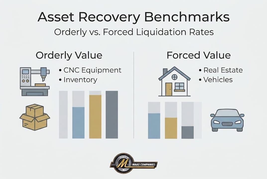 Infographic comparing liquidation asset recovery rates