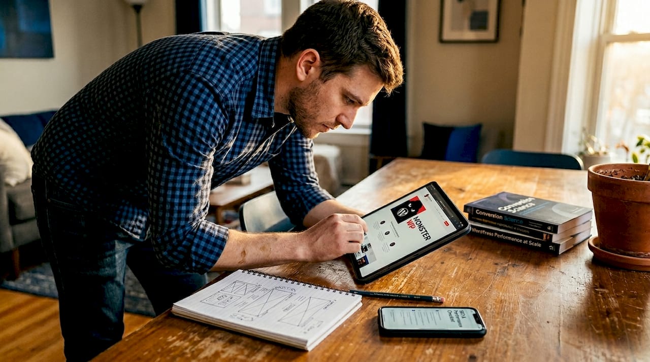 Designer adjusting landing page layout