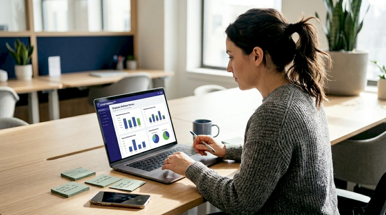 HR coordinator reviews telehealth enrollment dashboard