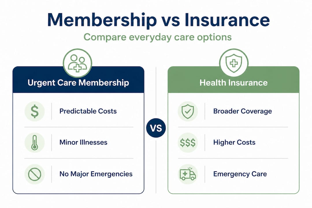 Infographic comparing membership and insurance options