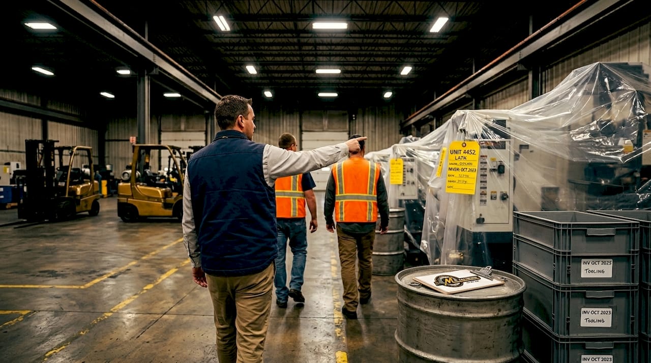 Coordinator oversees asset removal in warehouse