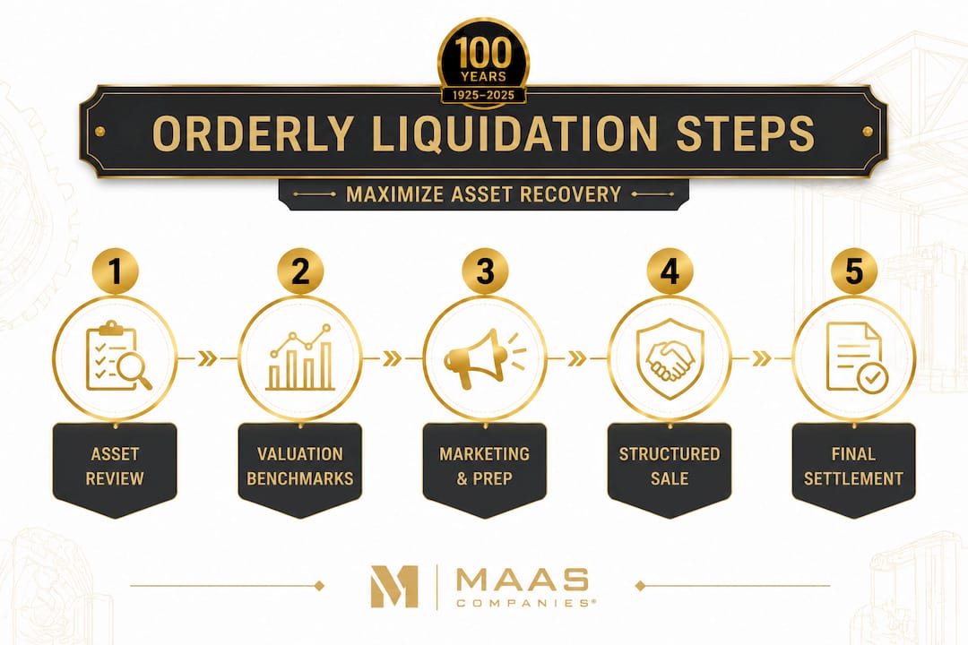 Infographic showing orderly liquidation process steps