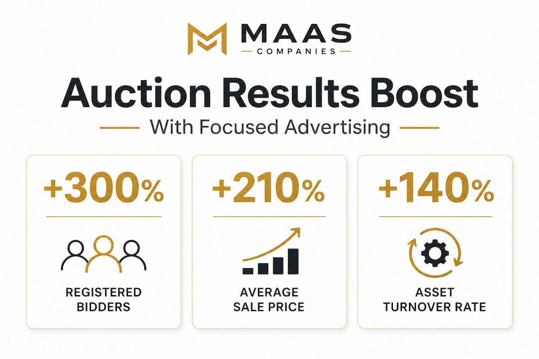 Infographic showing auction recovery improvements from advertising
