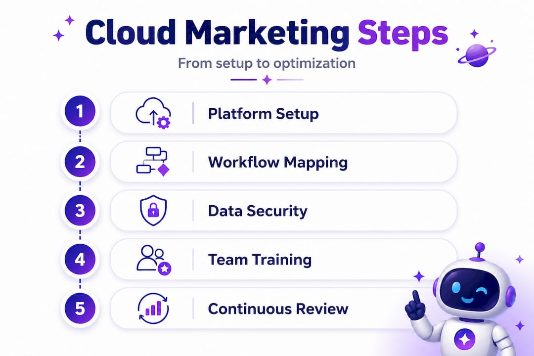 Infographic of five cloud marketing process steps