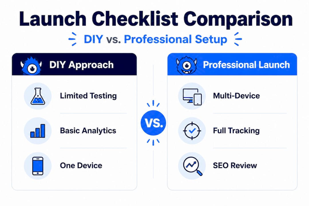 Infographic comparing DIY vs professional launch steps