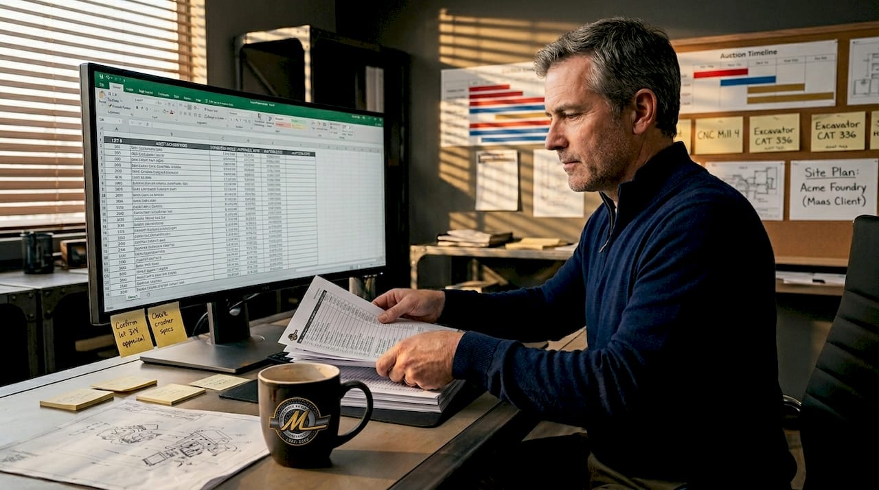 Man organizing asset lots at workspace