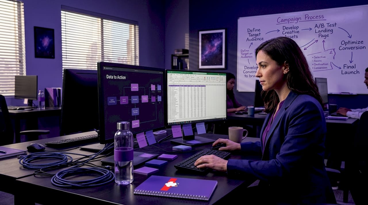 Marketing analyst works on intelligence loop