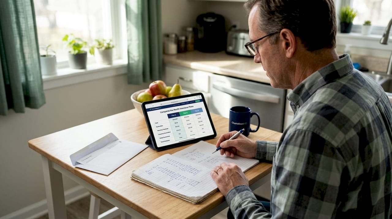 Man reviewing telehealth versus in-person costs