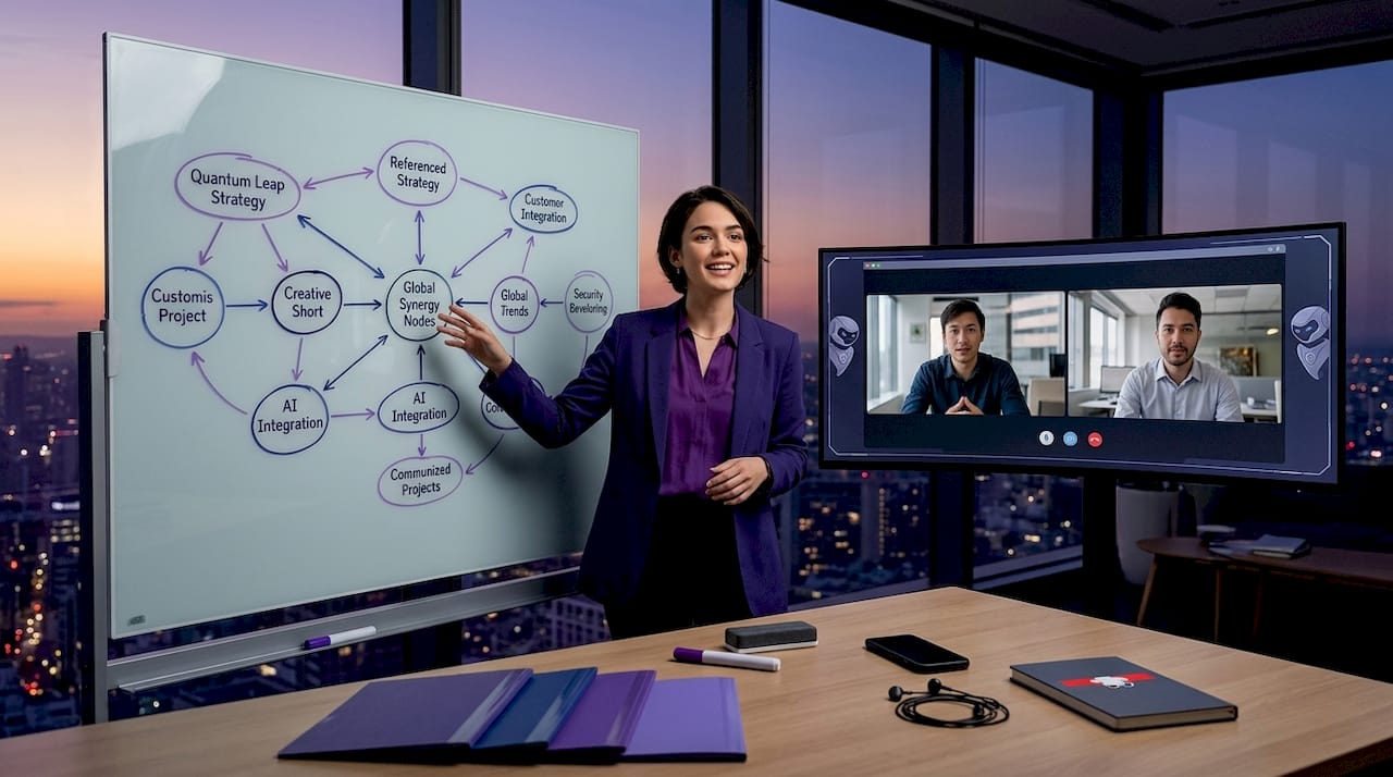 Project manager leads hybrid team collaboration