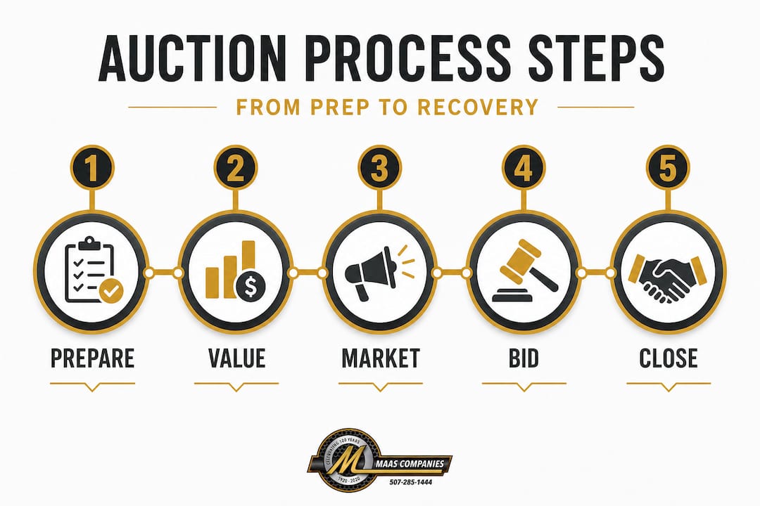 Infographic shows auction process timeline from preparation to close