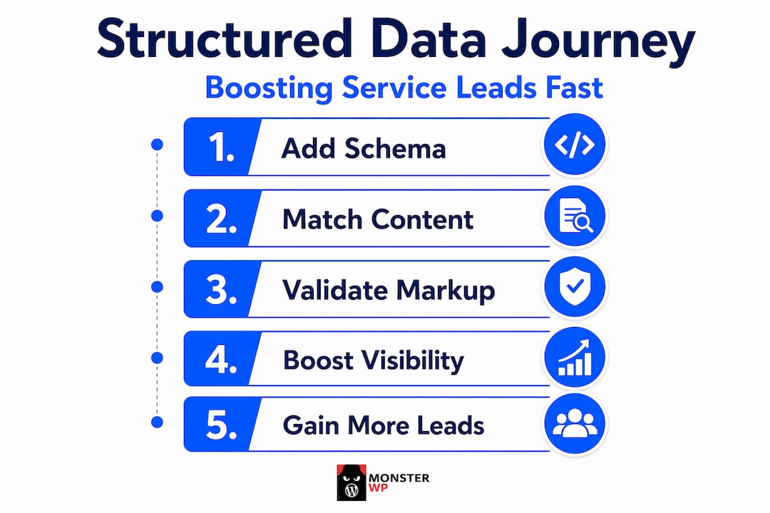 Infographic showing five-step structured data journey