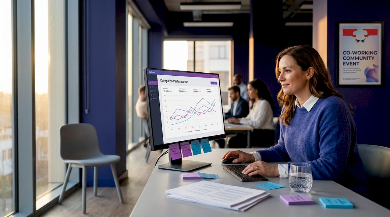 Marketer viewing predictive analytics dashboard