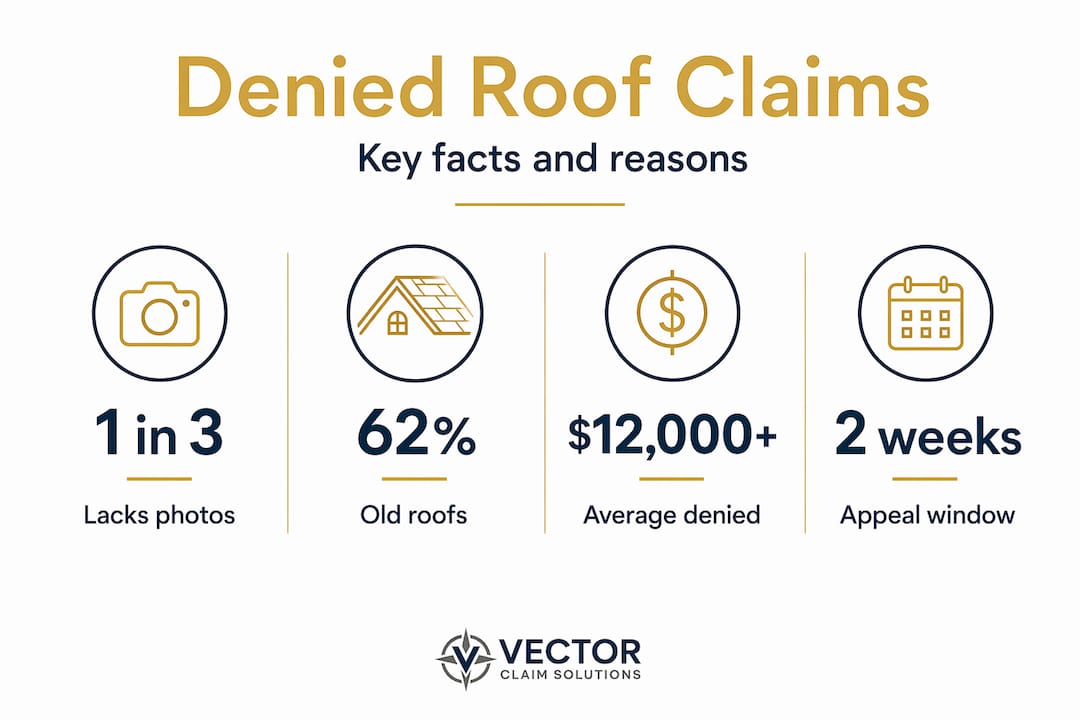 Infographic showing top roof insurance denial stats
