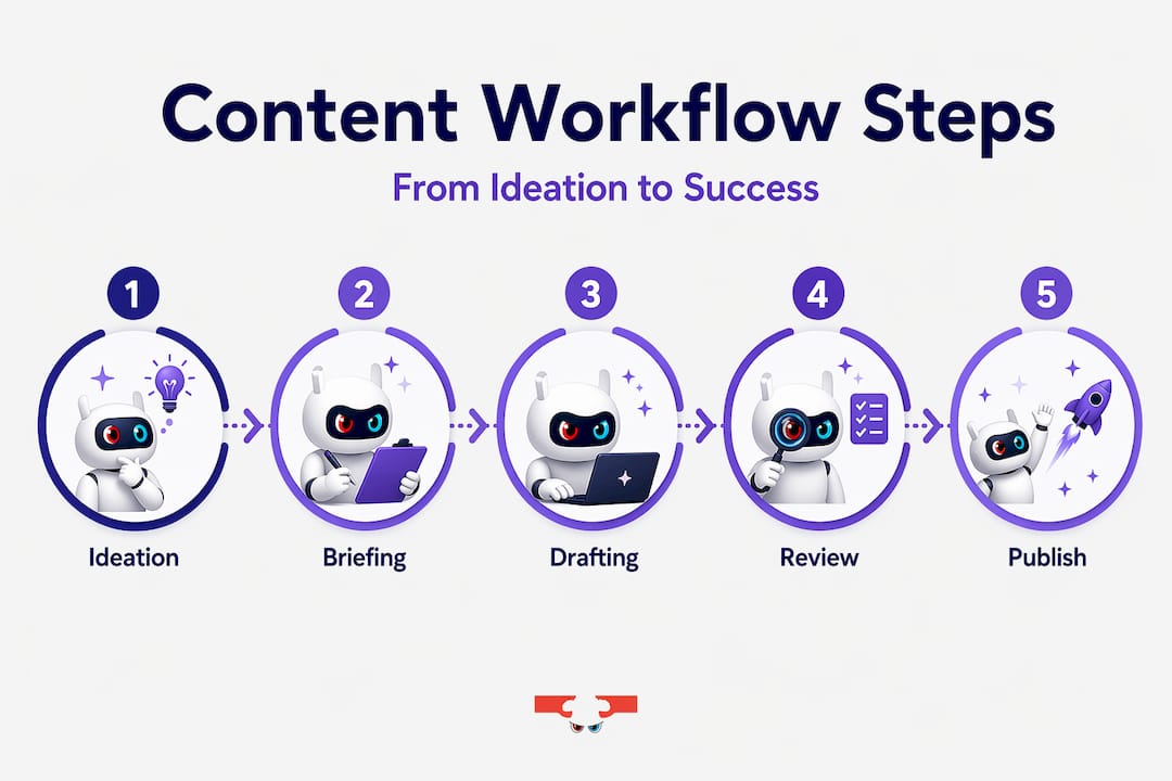 Infographic showing steps in content creation workflow