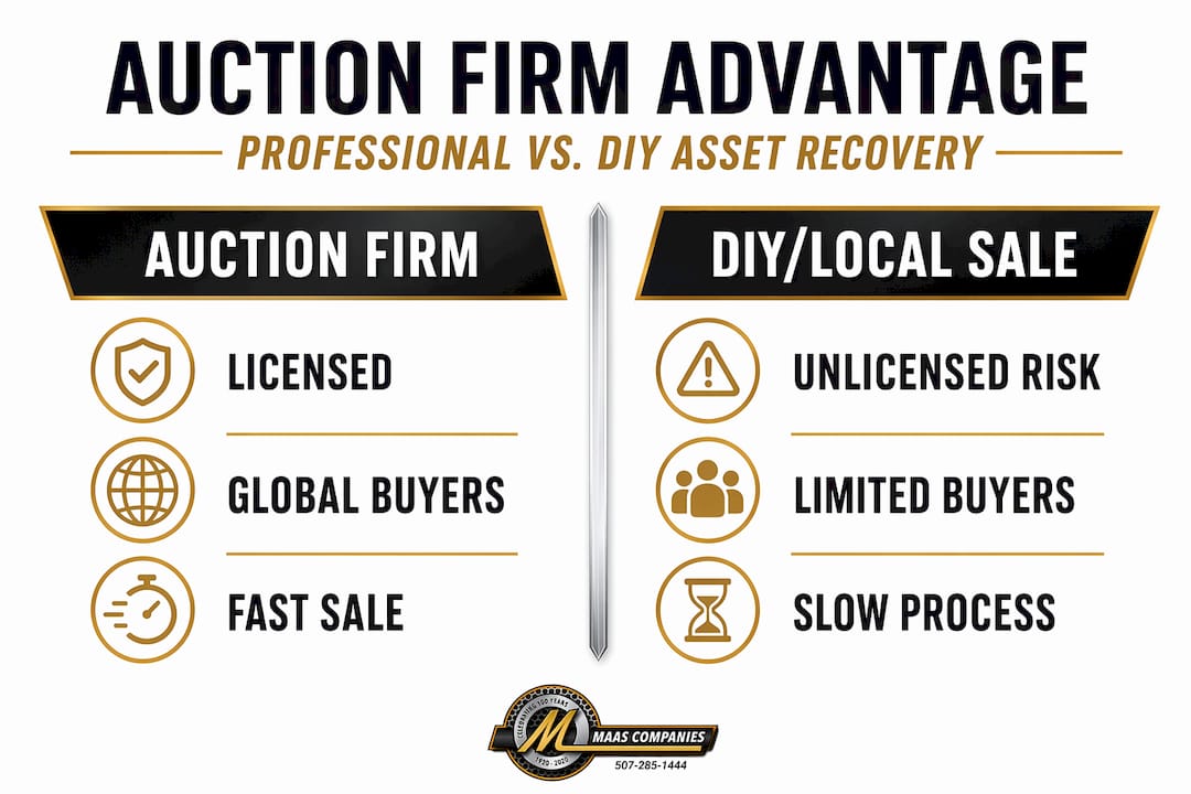 Infographic comparing auction firms versus DIY asset sales