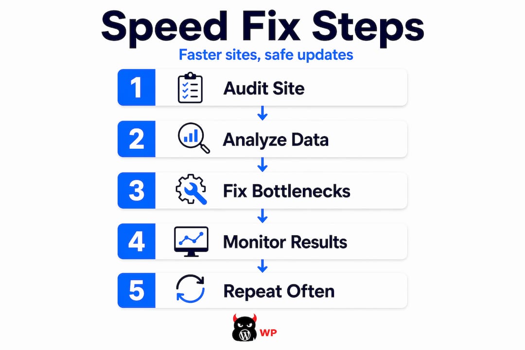Infographic of five steps to improve site speed