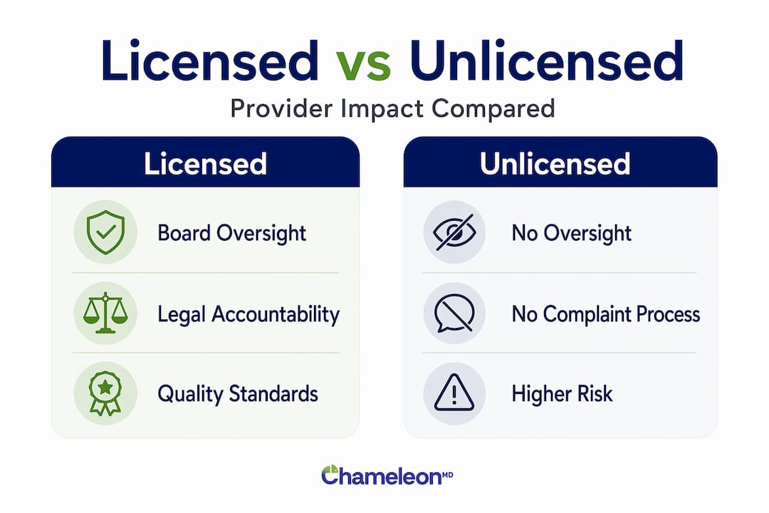 Infographic comparing licensed and unlicensed providers