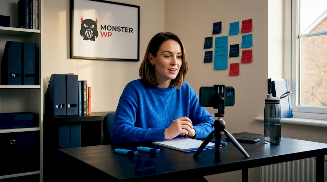 Creator recording video in home office