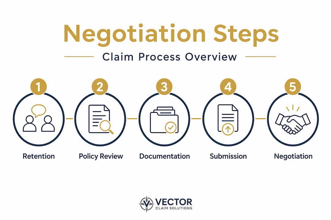 Infographic showing five steps of negotiation process