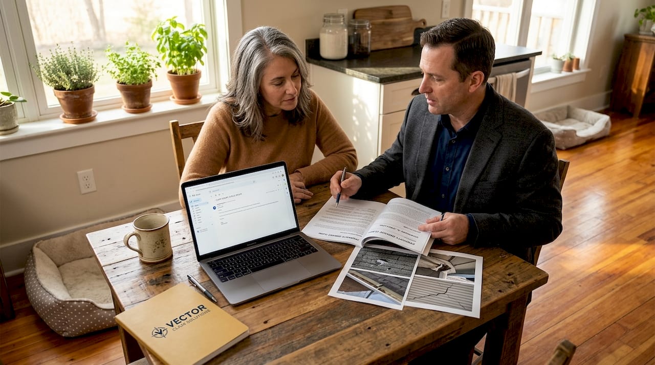 Home meeting between property owner and adjuster
