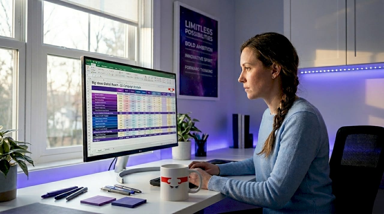 Manager reviews campaign analytics spreadsheet