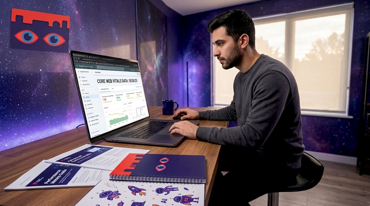 SEO specialist performing Core Web Vitals audit