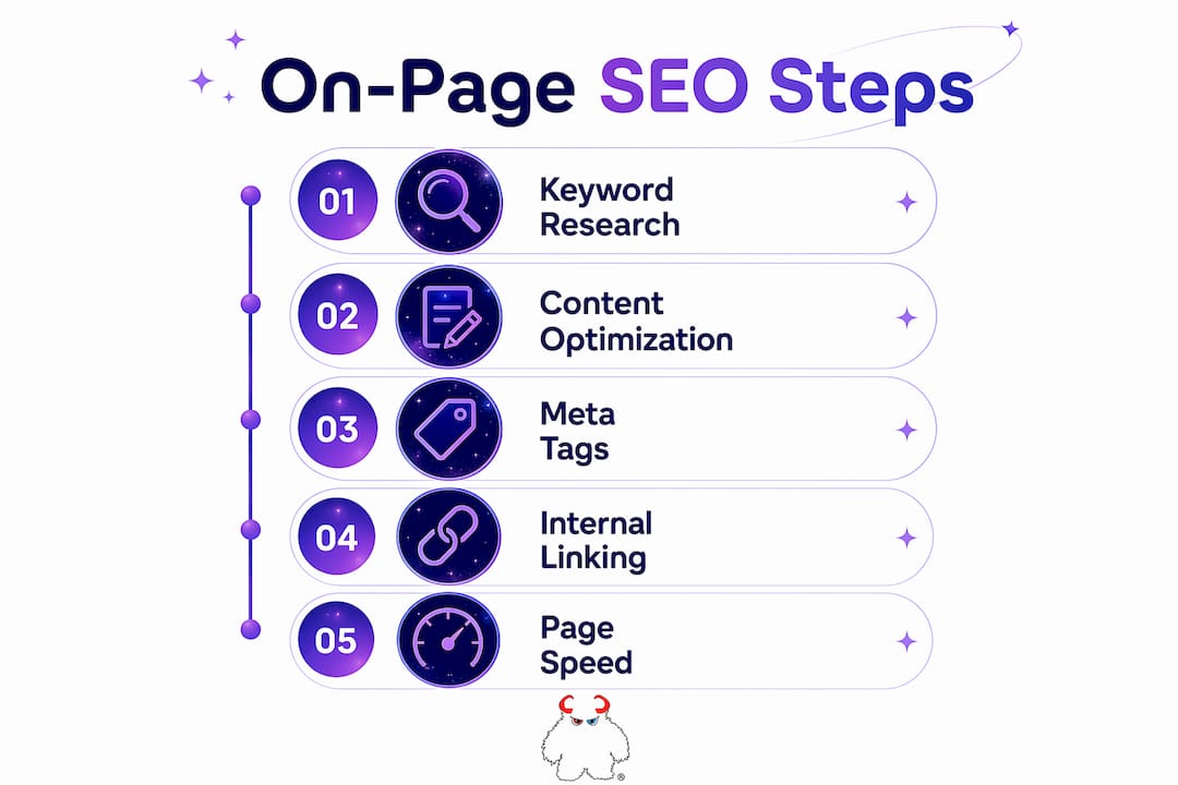 Infographic outlining key on-page SEO optimization steps