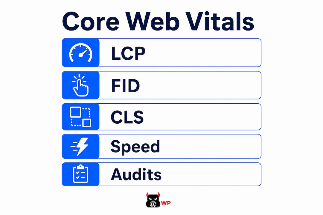 Infographic showing Core Web Vitals key metrics checklist