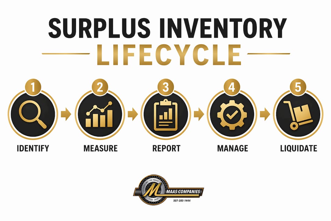 Infographic of surplus inventory lifecycle steps