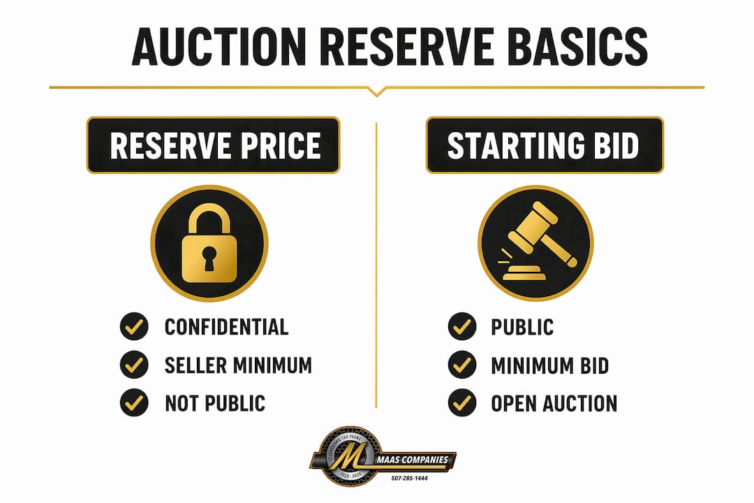 Infographic comparing auction reserve and starting bid