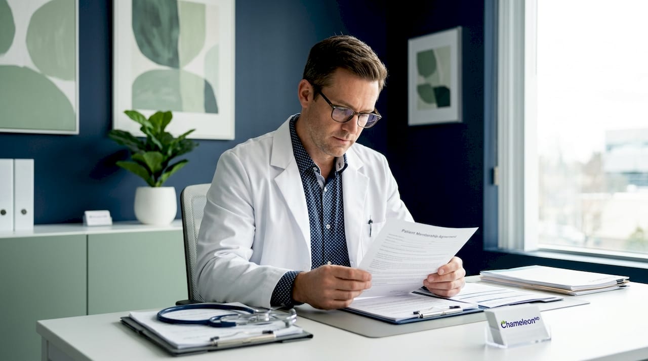 Doctor reviewing Direct Primary Care membership agreement