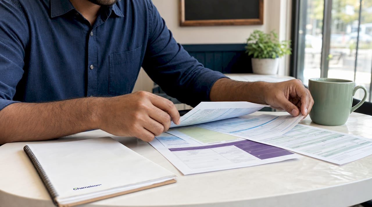 Healthcare admin sorting insurance forms