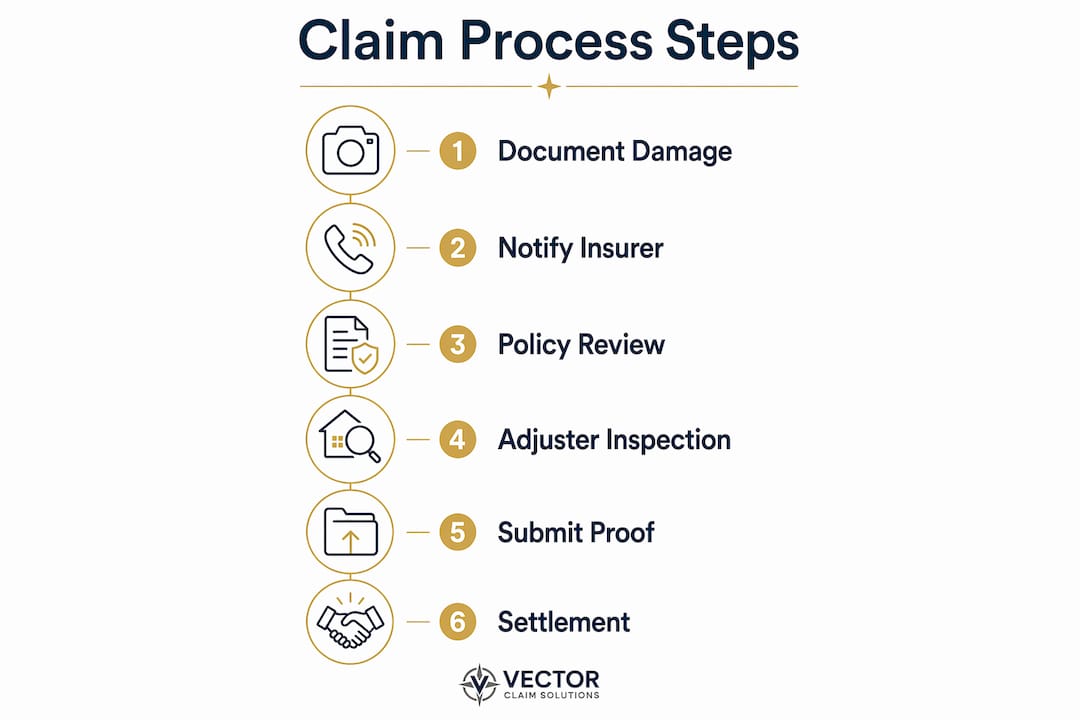 Infographic outlining commercial storm claim process steps