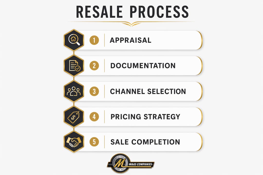 Infographic showing used equipment resale steps