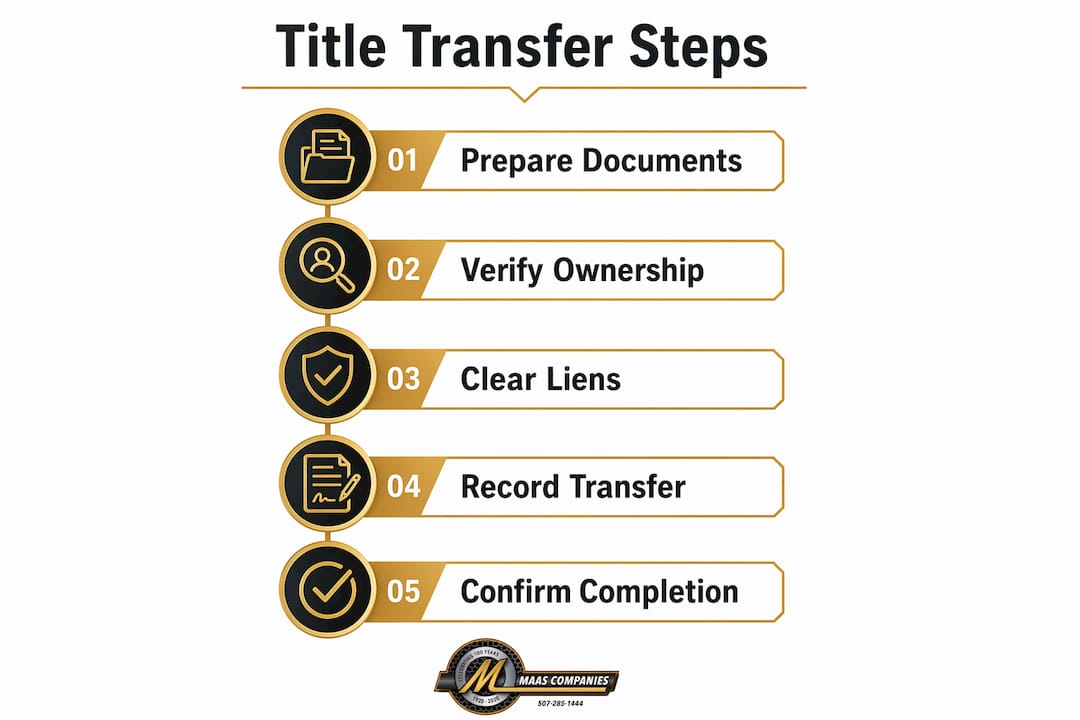 Infographic illustrating title transfer steps