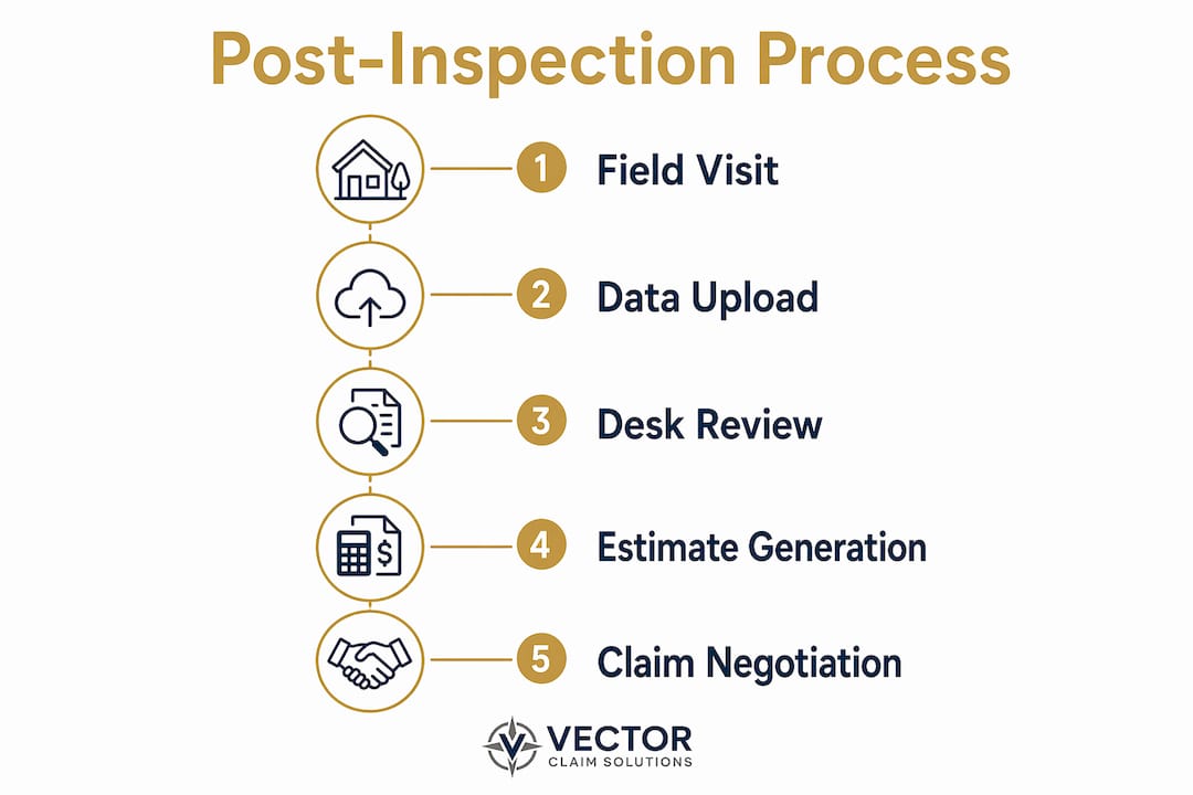 Infographic showing property claim post inspection steps