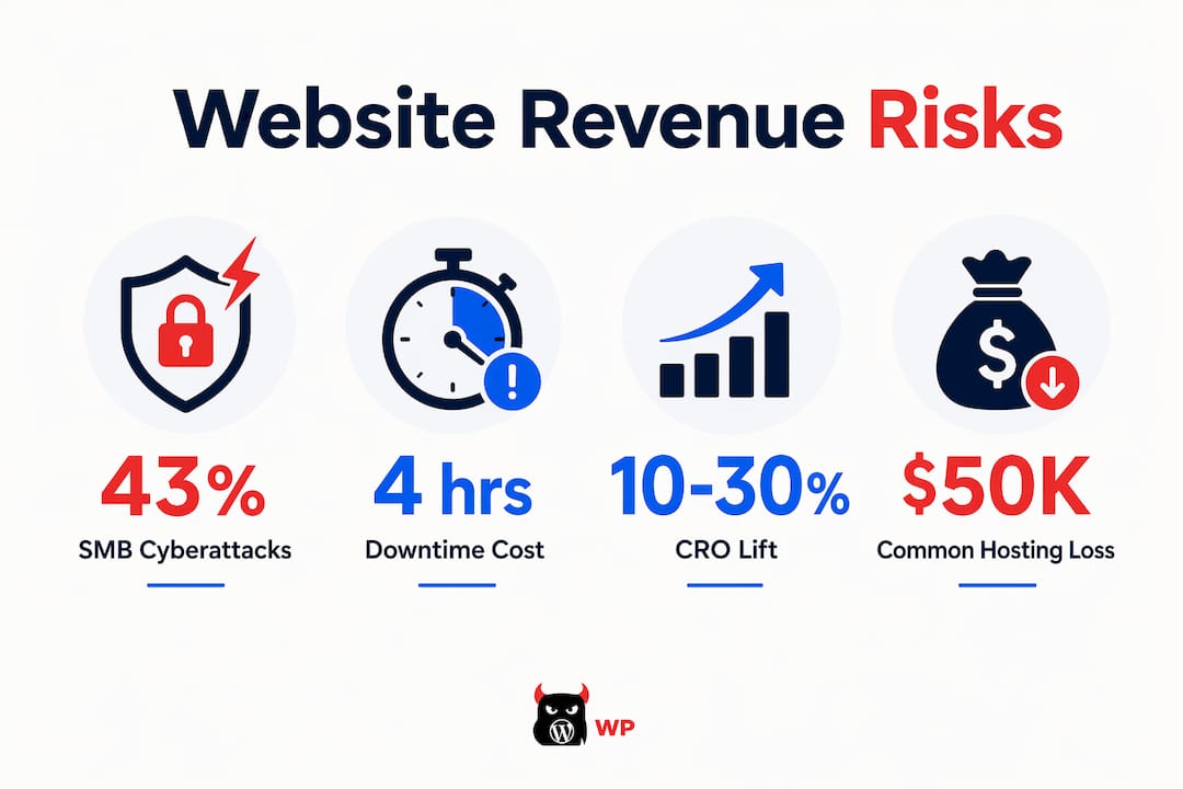 Infographic showing key statistics about website revenue protection
