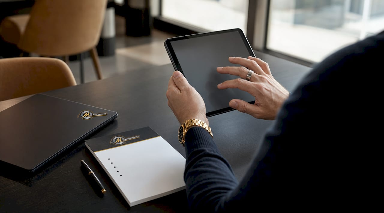 Close-up hands scrolling bidder contacts on smartphone