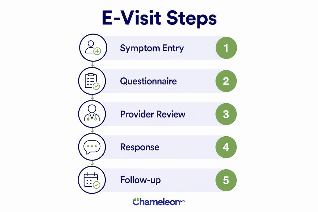 Infographic illustrating e-visit process steps