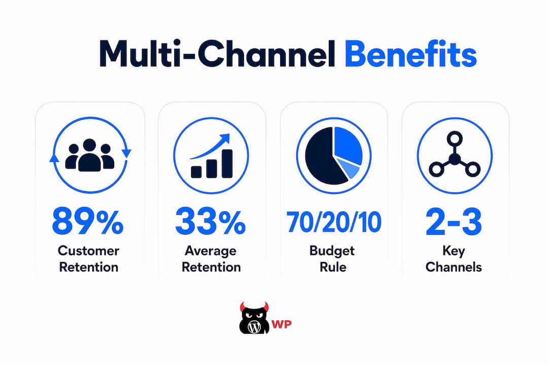 Infographic illustrating key benefits statistics of multi-channel marketing